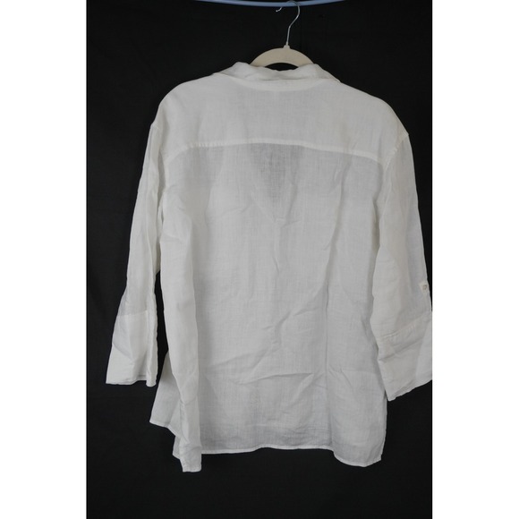 James Perse Standard White 100% Linen Roll Tab Sleeve Button Up  Shirt XL - Picture 9 of 11